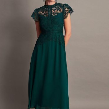 Monsoon Green Monica Lace Midi Dress