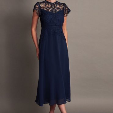 Monsoon Blue Monica Lace Midi Dress