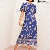 Friends Like These Blue Satin Puff Sleeve Midi Dress