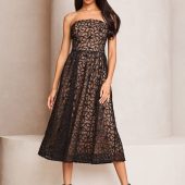 Lipsy Black Premium Lace Bandeau Prom Midi Dress
