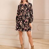 Love & Roses Black Animal Mini Dress