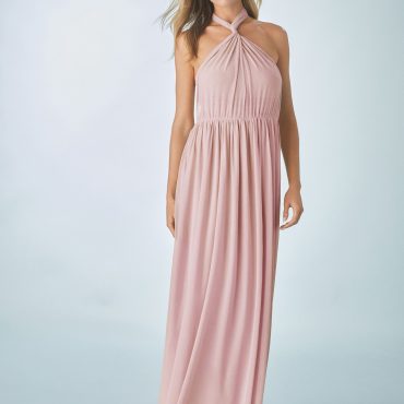 Dusky Pink Mesh Multiway Bridesmaid Wedding Maxi Dress