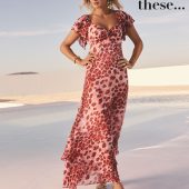 Friends Like These Red Animal Print Chiffon Ruffle Tiered Maxi Dress