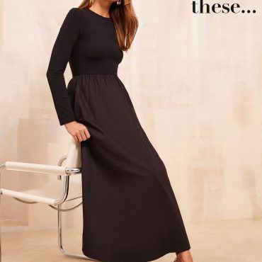 Friends Like These Black Long Sleeve 2 in1 Midi Dress