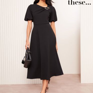 Friends Like These Black Short Sleeve Buckle Detail Tailored Dress