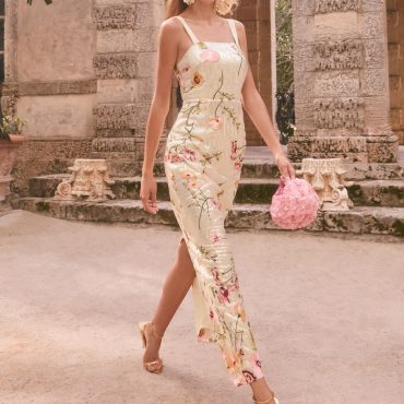 Lipsy Cream Premium Sequin Embroidered Cami Maxi Dress