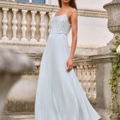 Lipsy Blue Embellished Cami Pleated Maxi Bridesmaid Dress