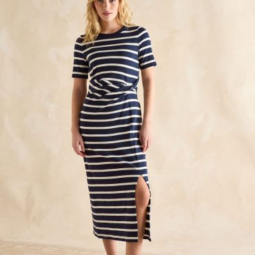 Joules Annabelle Navy/White Twist Jersey T-Shirt Dress