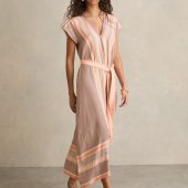Reiss Coral Gina Scarf Print Belted Midi Dress