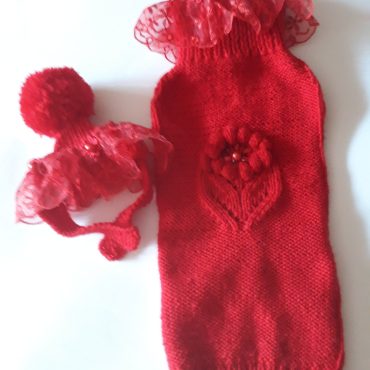 Red dog dress, dog dress, red dog sweater dress,party dress.Pet Clothing, dress for dog, Dog hat