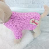 Knit woolen handmade sweater for small breeds dog, Woolen dog vest, Pink puppy sweater, Warm dogs clothes, Personalized puppy sweater