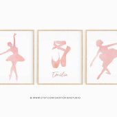 ballet shoes print, ballerina slippers watercolor, dance wall art printable, dancer themed room, big girls room decor, pink shoe print