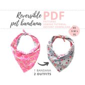 Dog bandana Sew Tutorial and Patterns/ Dog accessories / Pet gift / Reversible Bandana DIY / XS, S, M, L, XL / 5 sizes Dog Bandana Pattern