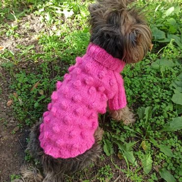 Knit Dog Sweater, Pink Dog Clothes, Chihuahua Dog Coat, Dog Jacket, Small Dog Dress, Knitting Pet Clothes, Dog Wool Gift, Yorkie Dress