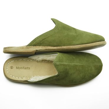 Women's Travel Slip-Ons , Turkish Handmade Slippers , Pregnant Shoes , Shearling Slippers , Genuine Leather Slippers , Green Slippers