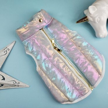 Unicorn Dog Coat | XXS-5XL | Unicorn Dog jacket | 2 Color Choices | Iridescent Puffer Jacket for pets | Unicorn Cat Coat