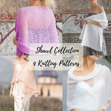 Set of 4 KNITTING PATTERN thin mohair shawl pattern bundle wedding shawl pdf pattern hand knit bridal wrap combo women accessories handmade