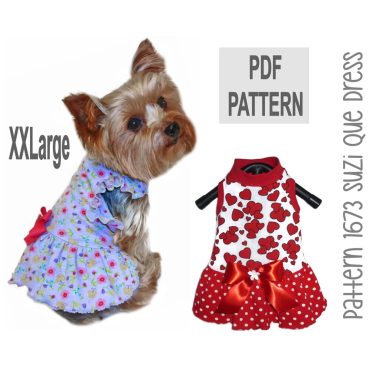 Suzi Que Dog Dress Sewing Pattern 1673 - Dog Summer Clothes - Cat and Dog Dresses - Dog Clothes Patterns - Dog Clothing - Dog Apparel - XXLg
