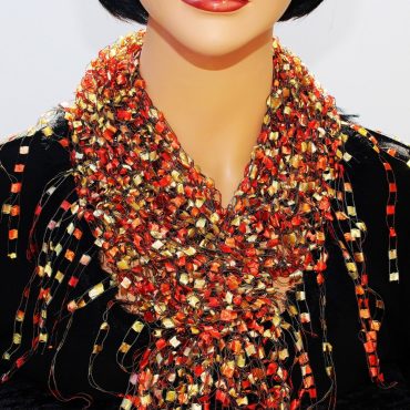 Hand knit shawl Brown Fringed Triangle scarf Lightweight Summer boho scarf Sheer knit wrap for women One of a kind accessory for women