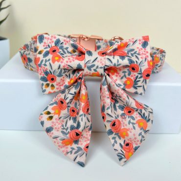 Custom Dog Collar, Personalized Dog Collar with Name, Girl Dog Collar, Dog Collar and Leash, Floral Print Fabric Dog Collar