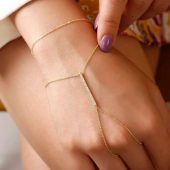 Minimalist Hand Chain Gold Bracelet for Her,925 Silver Handmade Finger Bracelet, Slave Chain Link, Body Accessory for Her, Christmas Jewelry