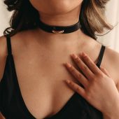 Black Leather Choker RIO, Italian Leather Handmade in USA, D-Ring Collar Unique and Minimalist