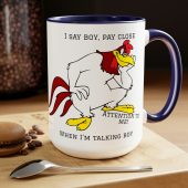 Two-Tone Coffee Mugs, 15oz - Classic Foghorn Leghorn print and catchphrase