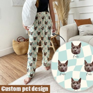 Custom Pet Portrait Pajama pants Using Pet Photo + Name Custom Dog Personalized Pajama Pants Photo Pants Dog Dad Dog Mom Gift