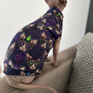 Punk Sphynx Top Pet Clothing - Handmade & Handpicked Fabric - Sphynx Jumper