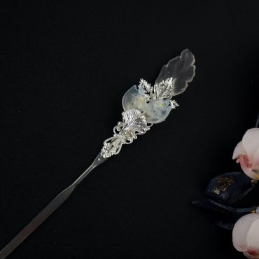 Handmade metal leaves flower copper hair stick flower hair pins green copper hair accessories gift for her women mother hair pin jewelry