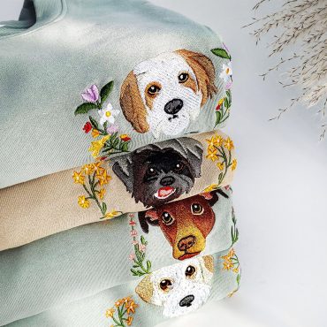 Custom Embroidered  Pet From Your Photo Sweatshirt,Personalized Dog Hoodie, Cat Shirt,Custom Pet Cartoon Hoodie,Pet Owners Gift