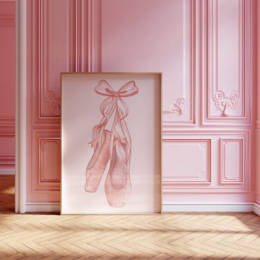 Ballet Slippers Art Print l Coquette Room Decor l Bow Room Decor l Balletcore Wall Art l Coquette Wall Art l Pink Wall Art