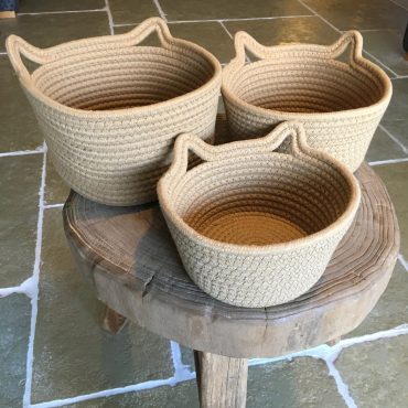 Cat Ears Storage Basket | Cute Pet Toy Baskets | Kids Toy Storage | Natural Hand Woven |Cat & Dog Storage Box | Gift For Her |Home Organiser