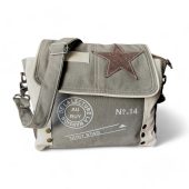 Vintage STAR Leather Crossbody Canvas Bag| Messenger bag for women | Shoulder Bag Adjust | Upcycled Handmade Fashion Accessories Myra bag