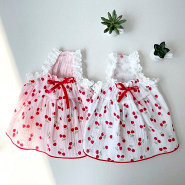 Cherry Dress, S-2XL, Dog Clothes, Pet Clothing, Dog-one piece,Pet dress, Dog check-shirt, Dog Top, Dog Apparel, Pet Clothing