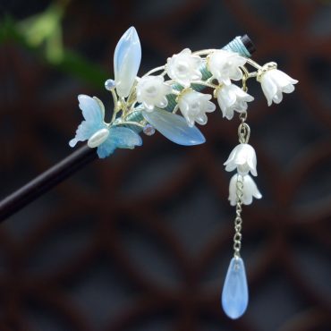 Vintage Lily of the Valley Hairpin, Retro Floral Elegant Wood Hair Forks, One Prong Hanfu Tassel Hair Forks, Hair Accessories for Women, Mom