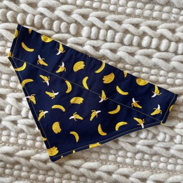 Dog Bandana | Cat Bandana | Pet Bandana | Reversible Over the Collar Bandana | Bananas | Navy Blue and Yellow