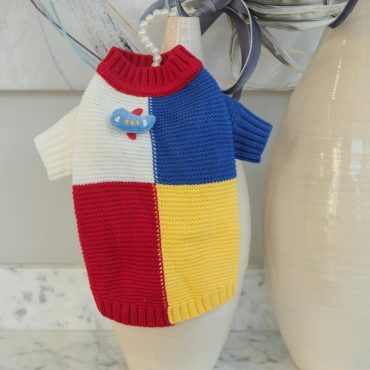 blue red  yellow dog sweater.airplane pet sweater.dog clothing.pet clothing gift.