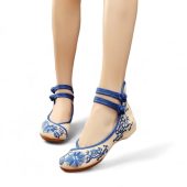 Blue Floral Ballet Shoes | Handmade Embroidered Flats | Women's Slip-On Shoes | Women's Shoes | Gift for Her | Comfortable Shoes for Women