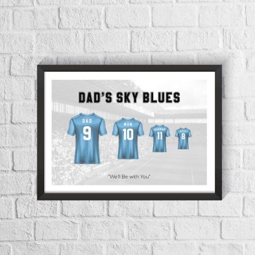 Personalised Coventry Family Football Shirt Print | Fathers Day Gift | Custom Football Gift | Coventry Fan Gift