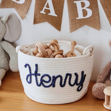 Custom Baby Shower Name Basket,Personalized Baby Name Cotton Basket Gift, Toys Storage Basket,Nursery Gift,Custom Baby Gifts,Pet Basket