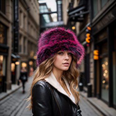 Burgundy black handmade faux fur bucket hat, fake fur hat, fuzzy hat, fluffy hat, festival hat