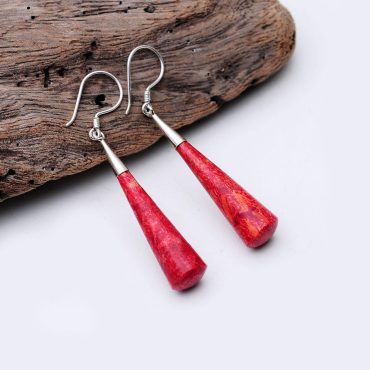 Red Coral Earring with 925 Sterling Silver, Handmade, Perfect Gift, Woman Accessories