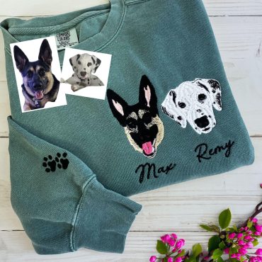 Pet Embroidered Sweatshirt - Custom Cat Sweatshirt - Dog Sweatshirt - Pet Face Comfort Colors® Shirt - Unique Gifts For Dog Lover
