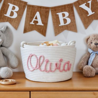 Custom Baby Shower Name Basket,Personalized Baby Name Cotton Basket Gift, Toys Storage Basket,Nursery Gift,Custom Baby Gifts,Pet Basket