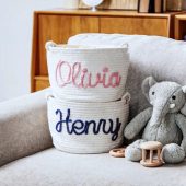 Custom Baby Shower Name Basket,Personalized Baby Name Cotton Basket Gift, Toys Storage Basket,Nursery Gift,Custom Baby Gifts,Christmas Gift