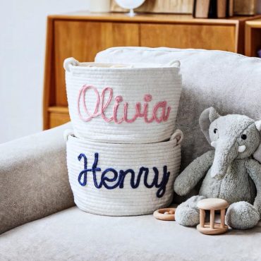 Custom Baby Shower Name Basket,Personalized Baby Name Cotton Basket Gift, Toys Storage Basket,Nursery Gift,Custom Baby Gifts,Christmas Gift
