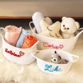 Custom Kid/Pet Toy Basket, Customize Baby Basket, Laundry Basket Personalized, Baby Room Decor, Crochet Basket, Dog Toy Basket, Toy Storage