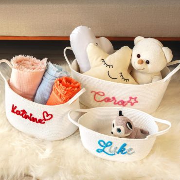 Custom Kid/Pet Toy Basket, Customize Baby Basket, Laundry Basket Personalized, Baby Room Decor, Crochet Basket, Dog Toy Basket, Toy Storage