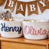 Custom Baby Shower Name Basket,Personalized Baby Name Cotton Basket Gift, Toys Storage Basket,Nursery Gift,Custom Baby Gifts,Pet Basket